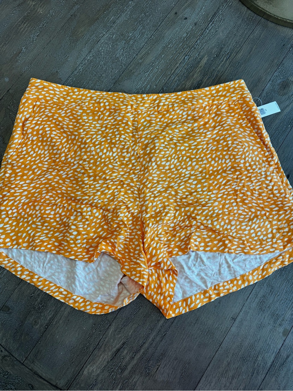 Old Navy Pull On Shorts Womens XXL Orange White Pattern Elastic Summer NWT
